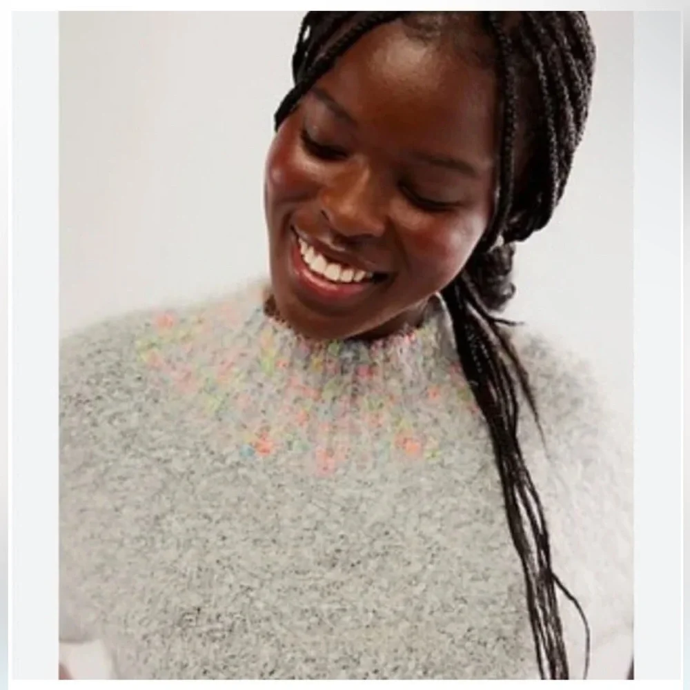 FREE PEOPLE Stardust Pullover Sweater Women's Size XS Dove Combo .